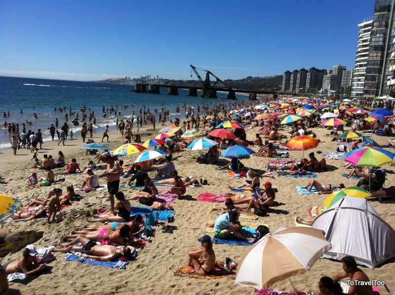 The beach area of Vina del Mar near Valparaiso