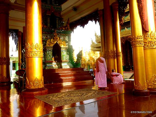 Gathering for prayer time at Shwedagon Pagoda