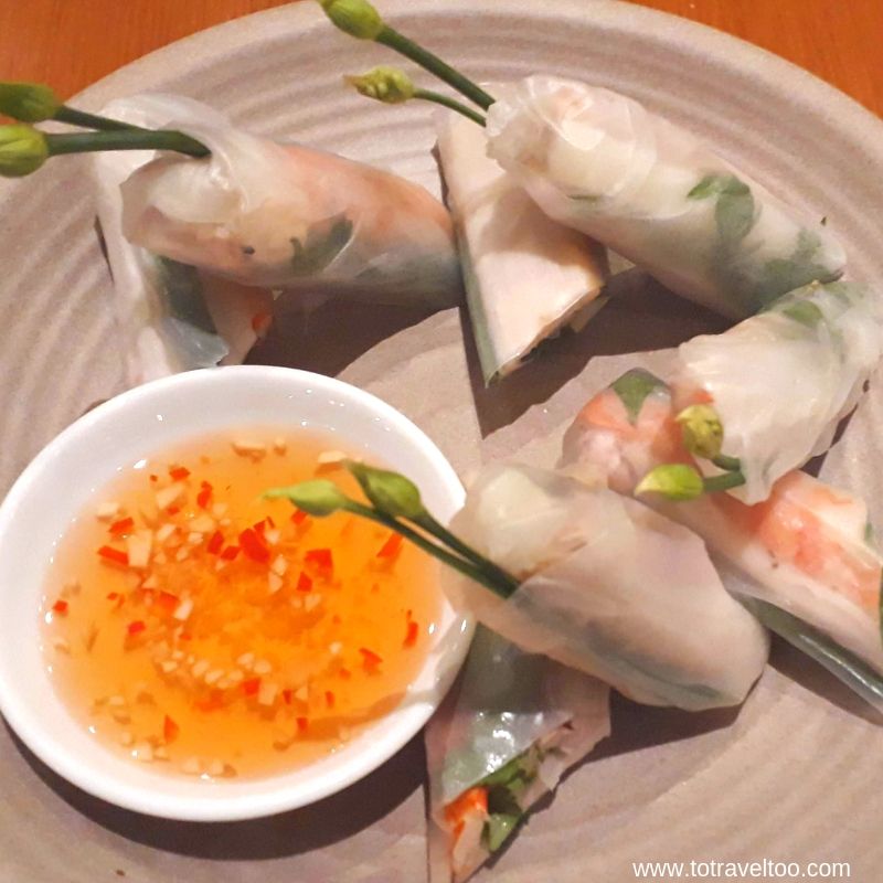 Fresh Spring Rolls made in the cooking class - luxury escape in Vietnam