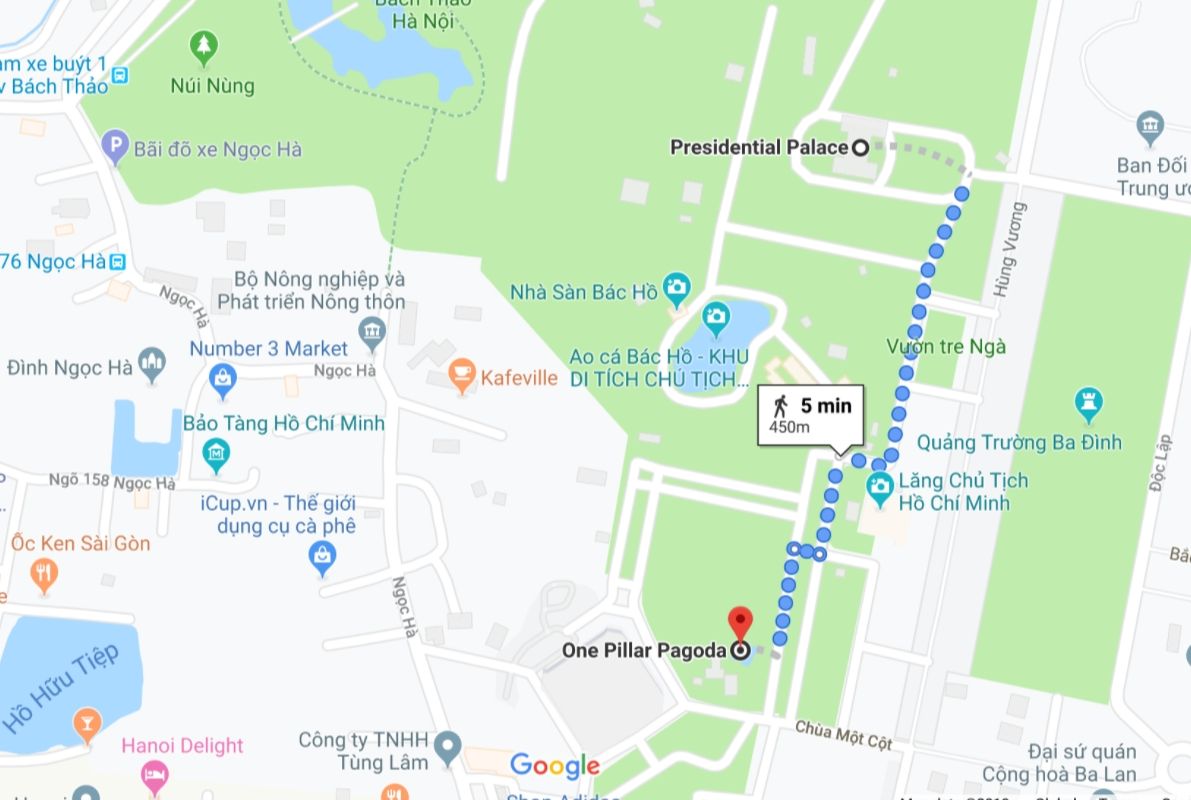 Map of location of One Pillar Pagoda