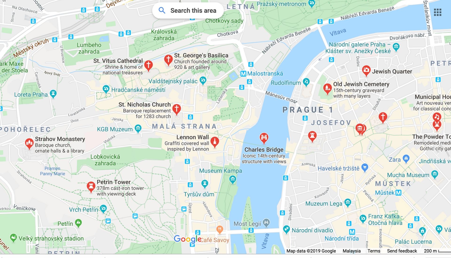 Prague Attractions Map