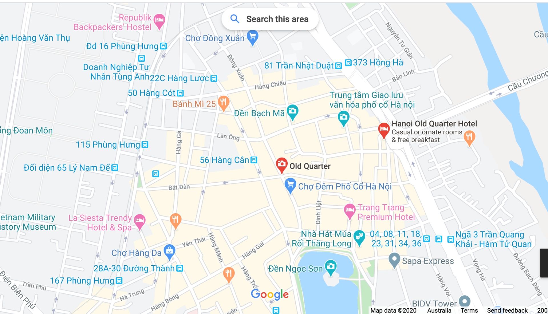 Map of Old Quarter of Hanoi