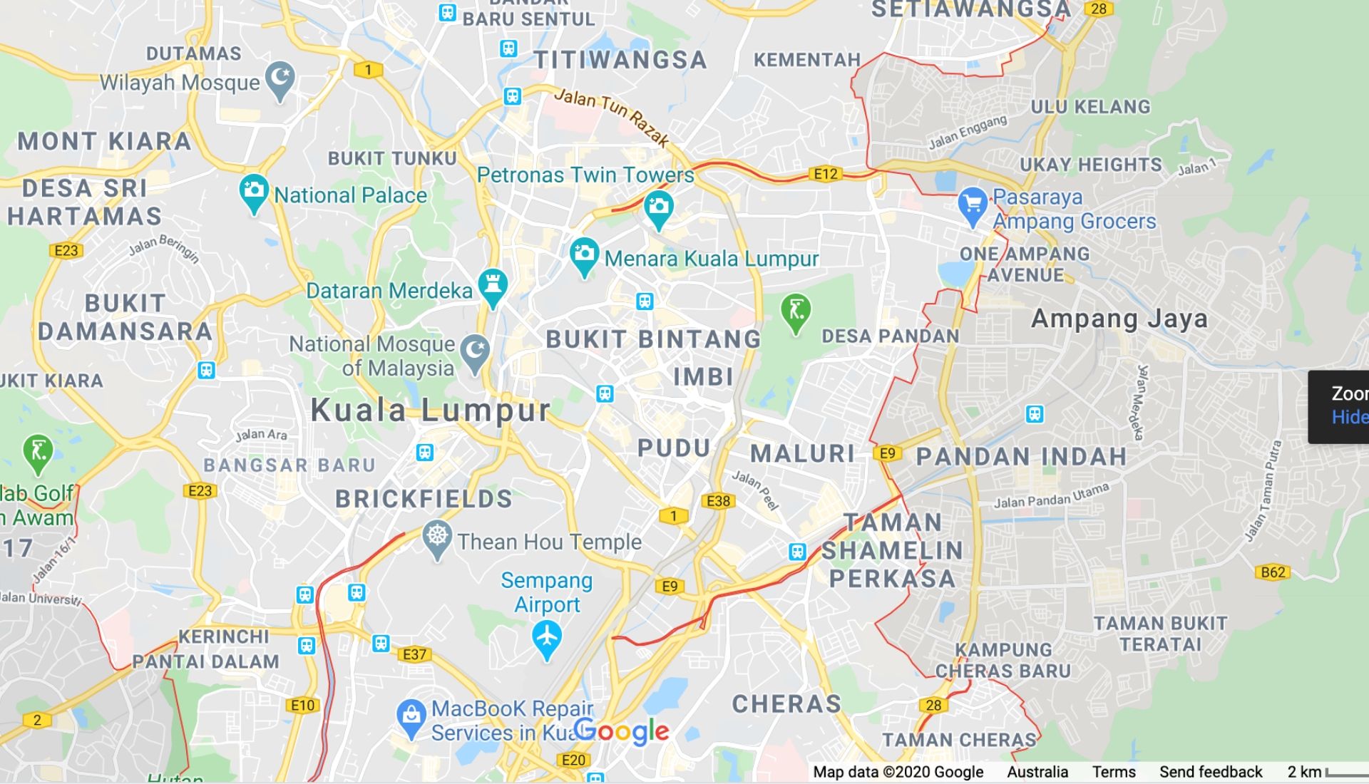 Map of Kuala Lumpur