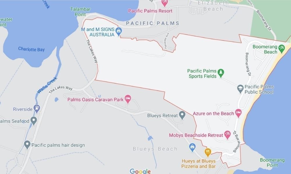 Map of Boomerang Beach