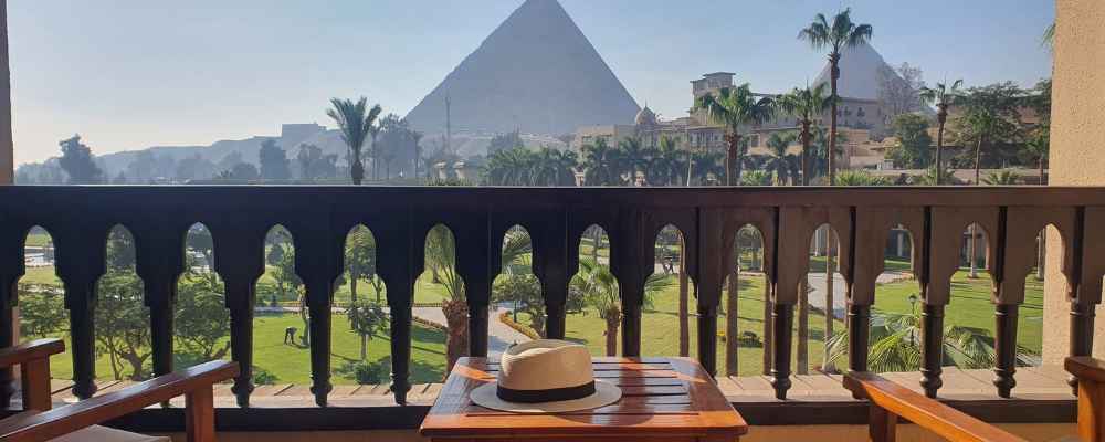 View of Giza Pyramids from our bedroom