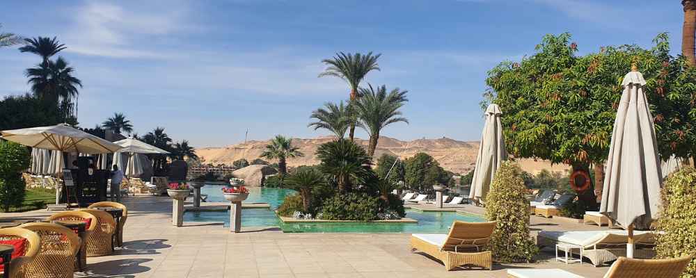 Outdoor swimming pool at the Old Cataract Hotel Aswan