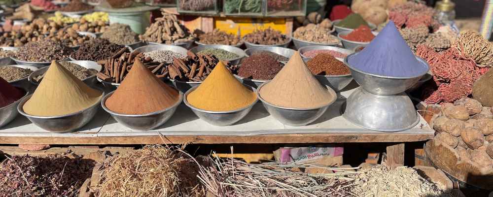 Spices in the market at the Nubian Village